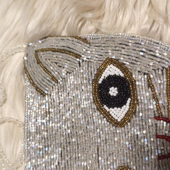 Beaded cat face small crossbody purse bag - Picture 2 of 7